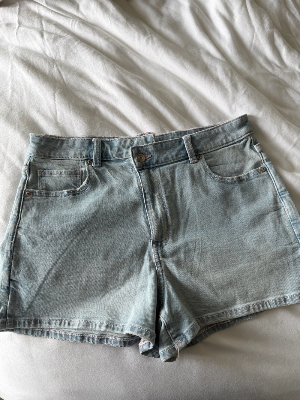 American Eagle Outfitters Light Blue Denim High-Rise Shorts